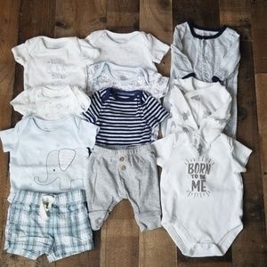 11 Newborn onesies, long sleeve, short and pant